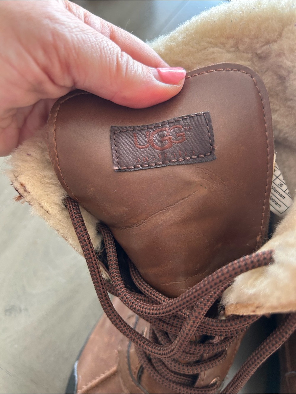 UGG Chestnut Brown Lace-Up Shearling-Trim Boot - Picture 2 of 11